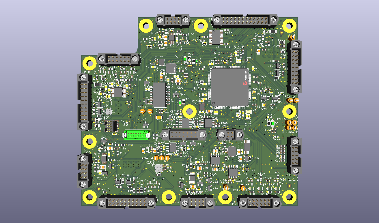 PCB rendering of the controller board developed with Stellar Project